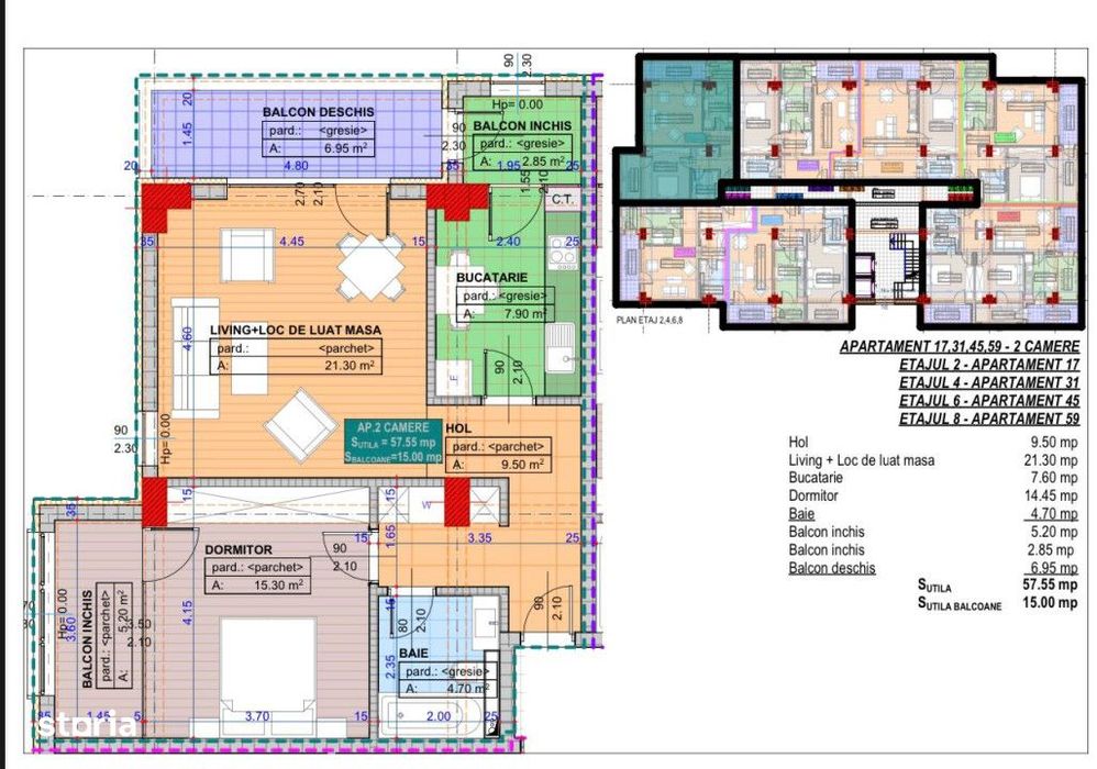 Apartament, decomandat, 73.70mp, cartier Cornitoiu, zona Liceul Bibesc