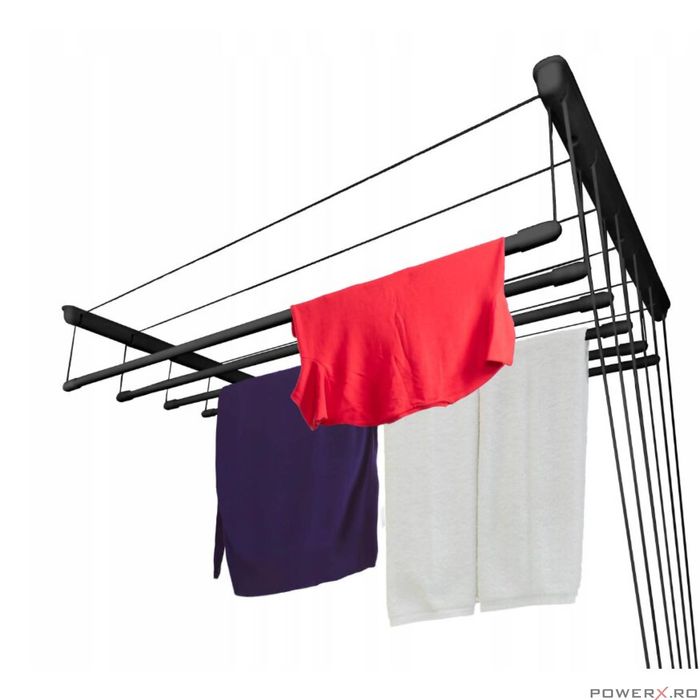 Uscator rufe de tavan, 6x140 cm, negru, Sepio