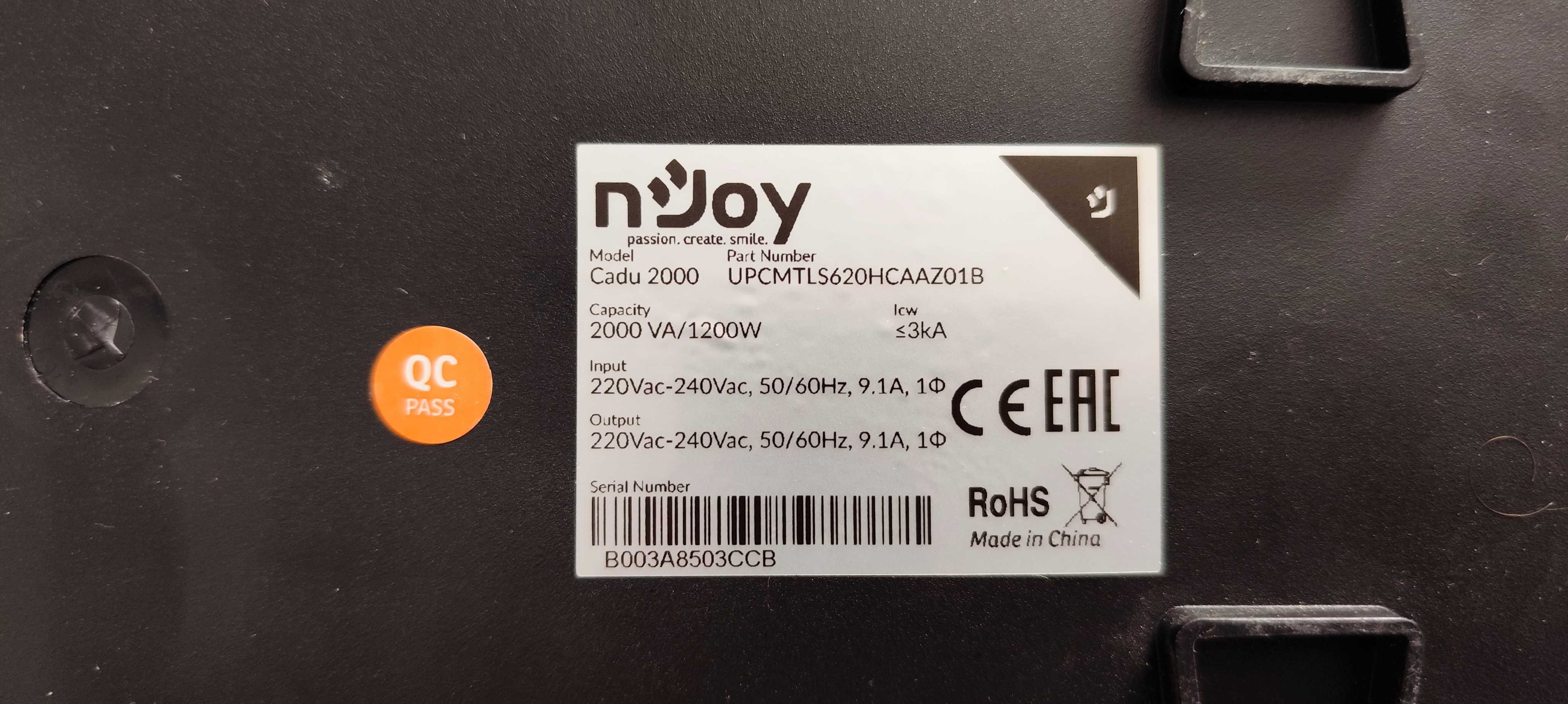 Unitate UPS NJOY Cadu 2000, 1200W, 4 Prize Schuko, Port LAN 1Gb/s