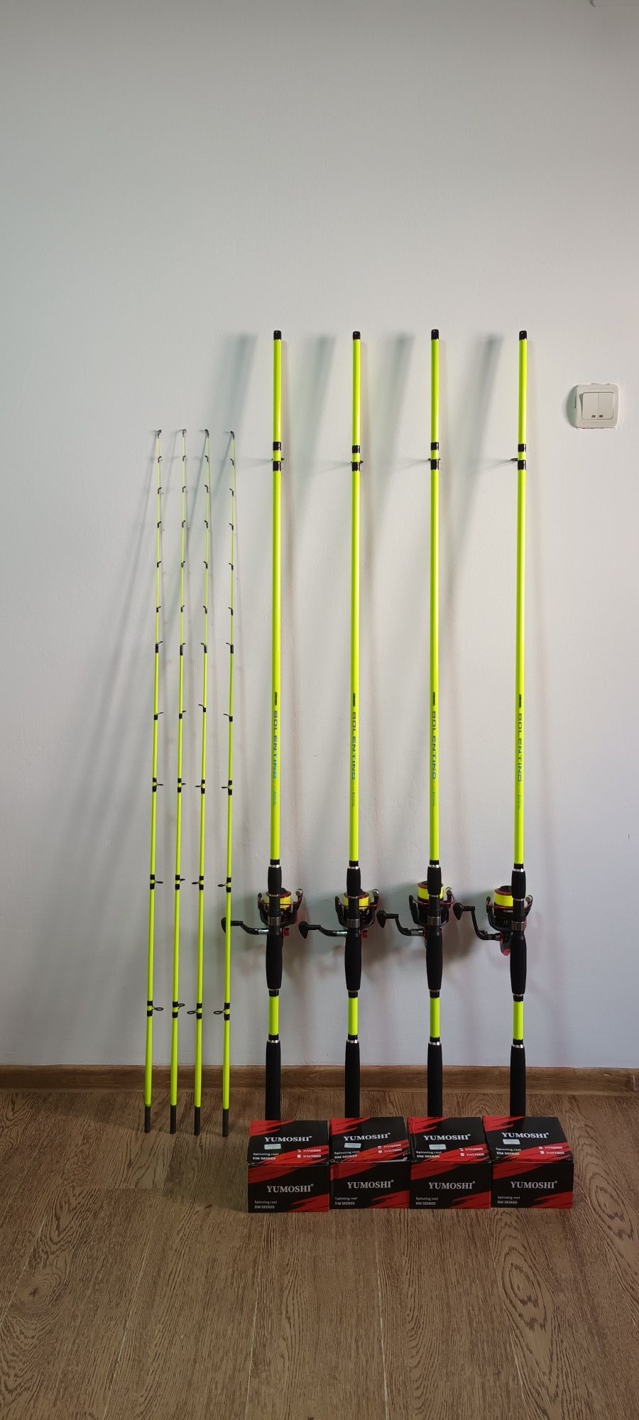 SET 4 Lansete Feeder 3.0m ROBINHAN Bolentino + 4 Mulinete YUMOSHI DM60