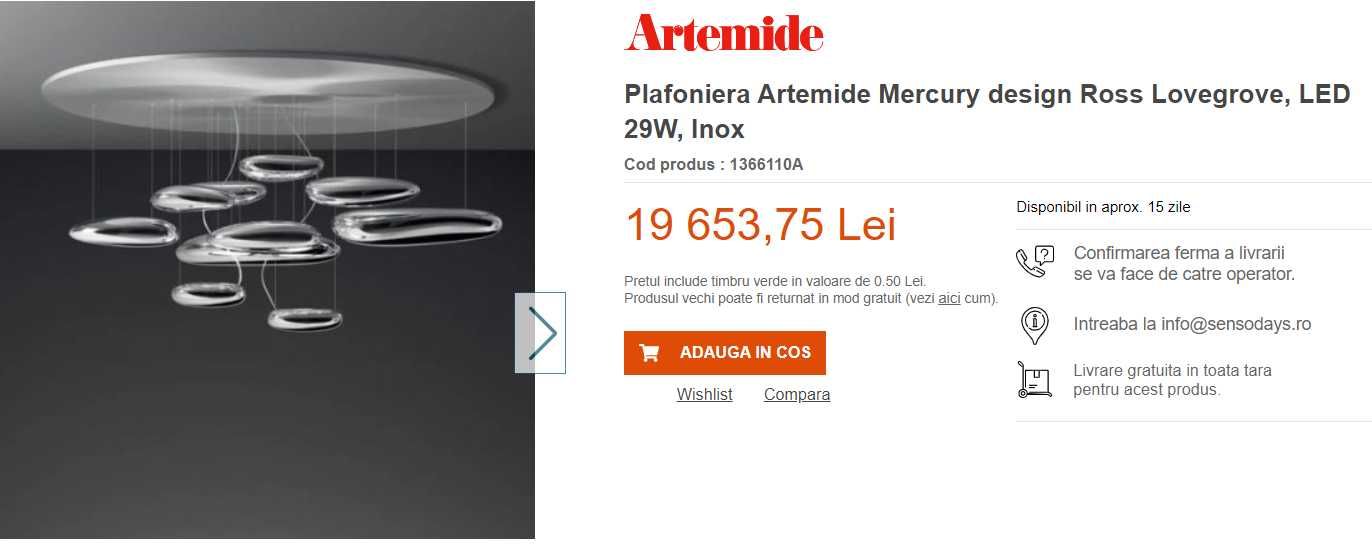 Vand lampa (lustra) Artemide Mercury