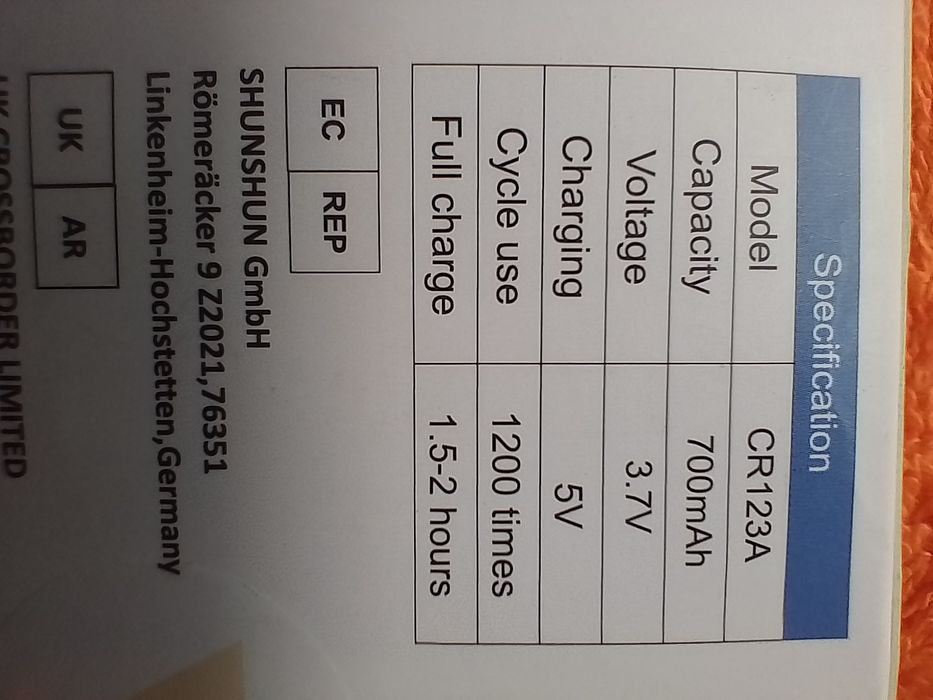 Baterie acumlator CR123A