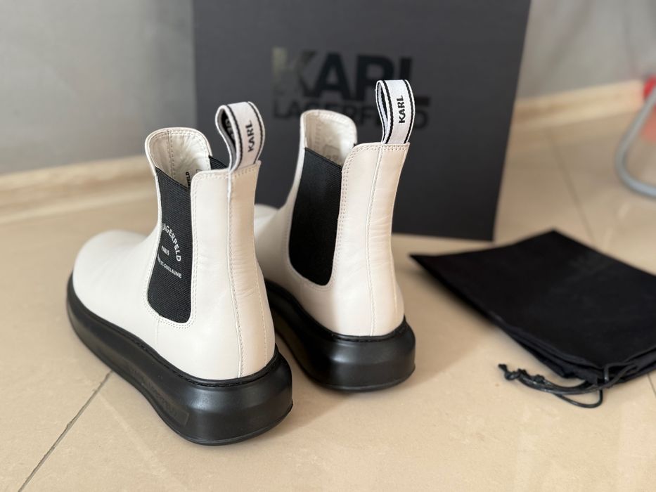 Karl Lagerfeld Кожени боти Chelsea с лого