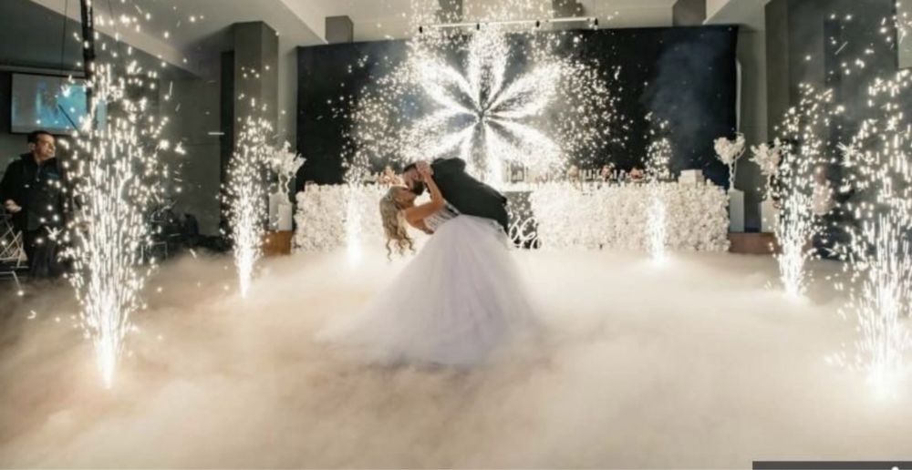 Хододный фонтан, спецэффект, тяжелый дым, свечи