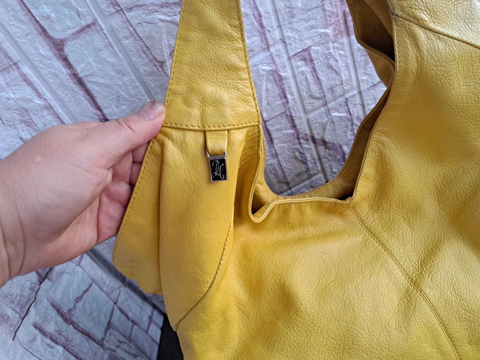 дамска чанта,Fabiana,жълта кожена торба-естествена кожа