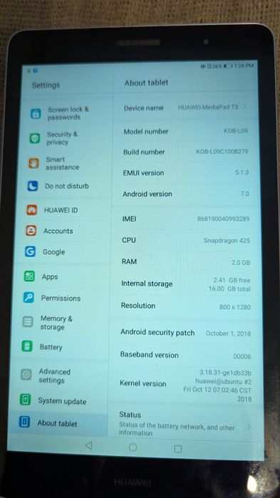 Tableta Huawei MediaPad T3 cu SIM GSM și 2 huse