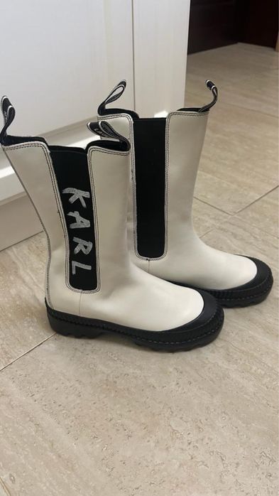 Cizme piele Karl Lagerfeld originale albe noi marime 38