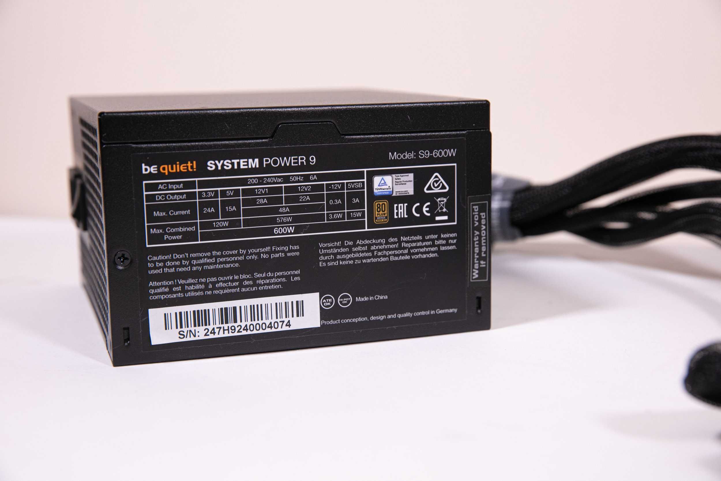 Захранване за настолен компютър be quiet! 600W