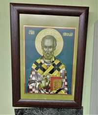 Икона на Свети Николай Мирликийски Чудотворец , репродукция с рамка