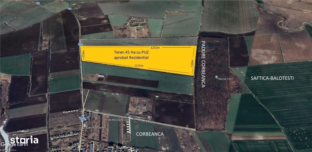 Corbeanca-Teren cu PUZ, 450 000 mp, cu proiect arhitectura