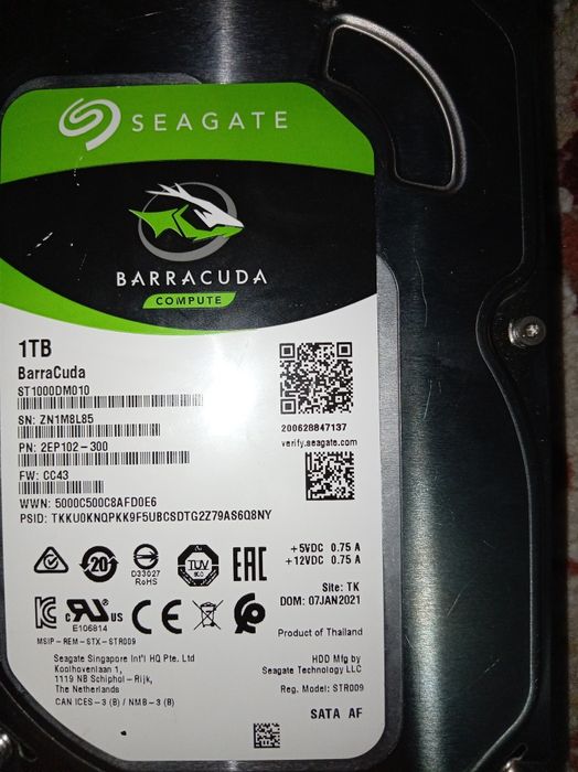 внутренний жесткий диск Seagate BarraCuda Compute емкостью 1 ТБ (модел