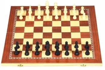 Joc 3 In 1  Sah, Table, Dame, Cutie Lemn, 50x50cm