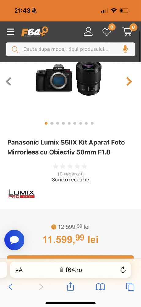 Panasonic Lumix S5IIX Kit Aparat Foto Mirrorless cu Obiectiv 50mm F1.8