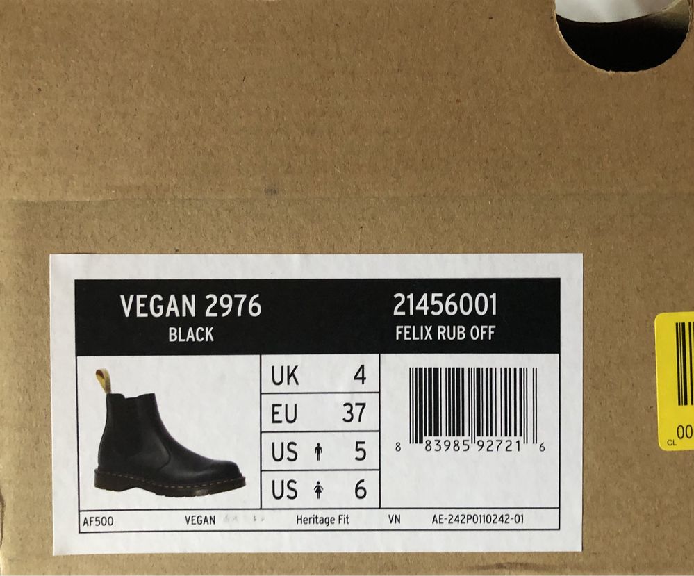 НОВИ Dr. Martens 2976 Vegan ОРИГИНАЛНИ дамски боти/челси - 37/23,5см