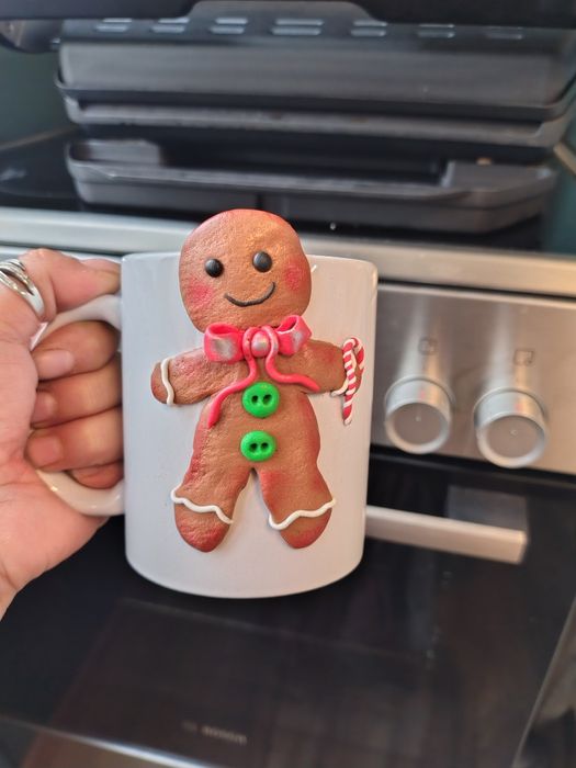 Сет коледни  чаши Джинджифилово човече ,полимерна глина