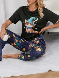 2 Pijamale/Top dama Cu Imprimeu De Pisică+pantaloni animal print