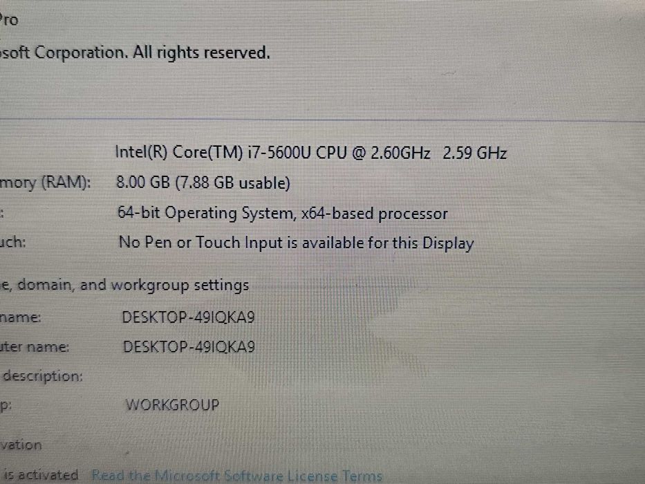 Laptop Lenovo Thinkpad T450s, I7 gen5, 8Gb Ram, ssd 480 Gb Samsung Evo