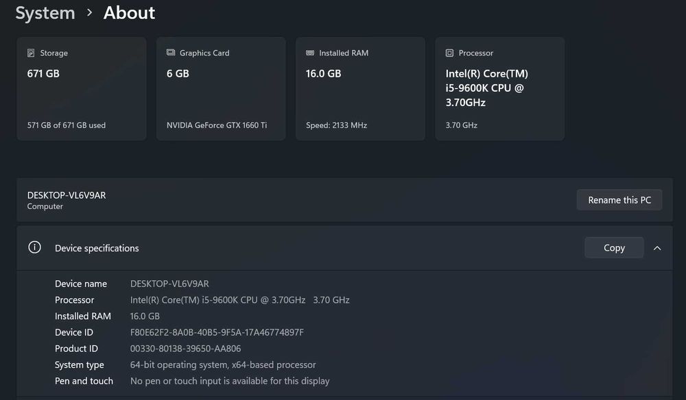 Vând Desktop Gaming PC i5 9600K / GTX 1660 Ti 6GB / 16GB RAM