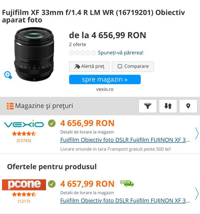 Obiectiv Fujifilm Fujinon XF33mm F1.4RLMWR/ Fujinon XF35mm F2RWR/ Noi
