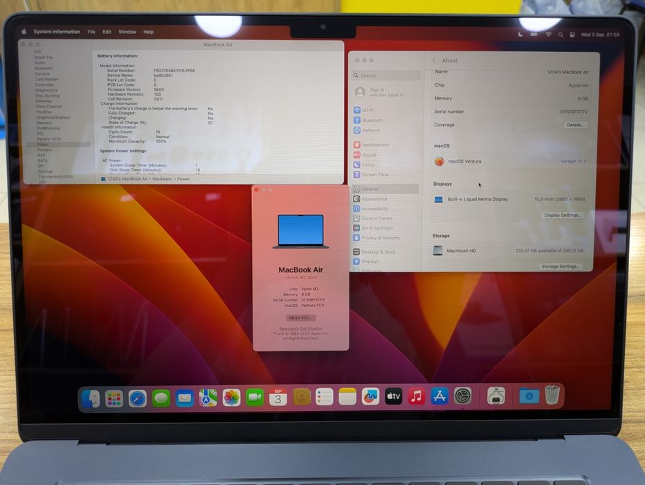 MacBook air M2 15   8 256  midnight