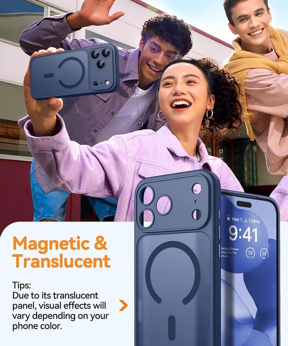 Матов magsafe кейс за apple iphone 17 pro - тъмно син