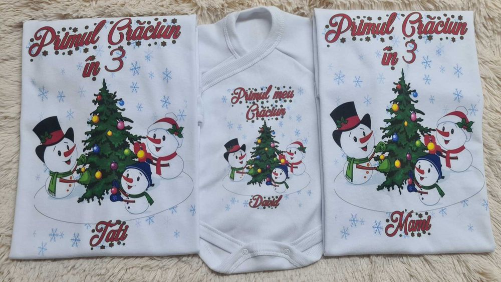 Tricouri Crăciun + Cadou Personalizat – Set Familie