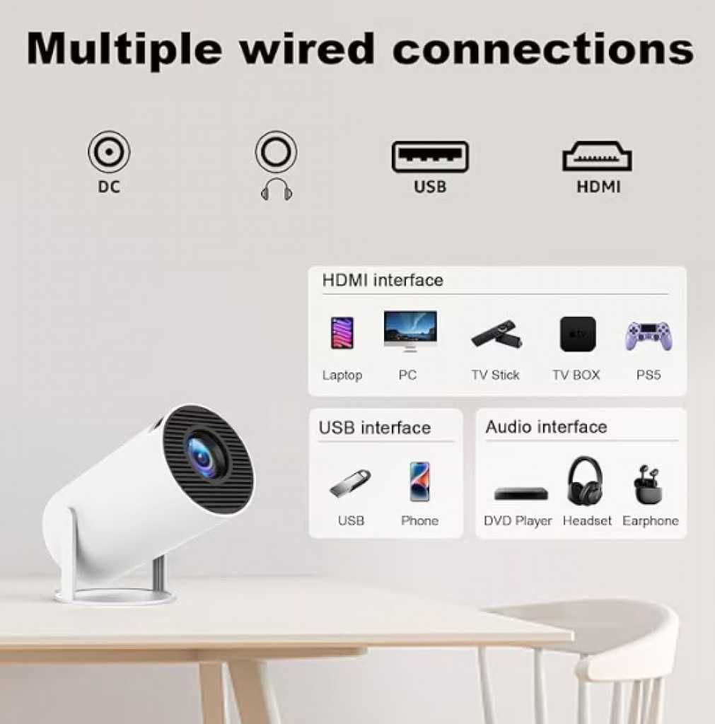 Преносим мини проектор с Android 11, Bluetooth, HDMI