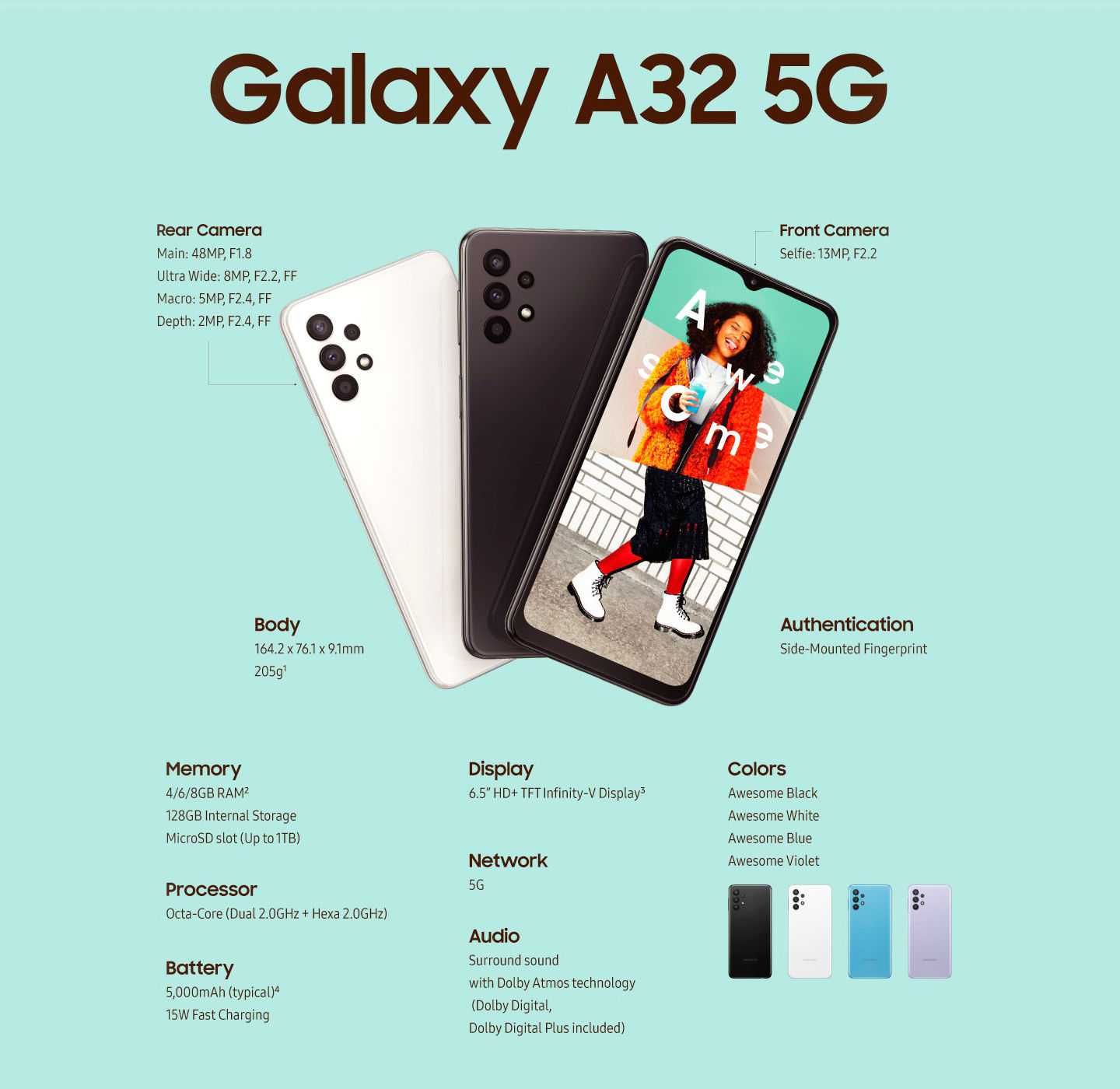 Samsung galaxy A32,Xotirasi 8/128,Camera 13/64,rangi Qora,dakument yes