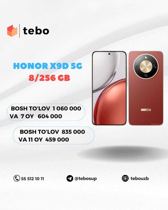 Honor X9D 8/256 gb smartfonini Muddatli to'lovga xarid qiling