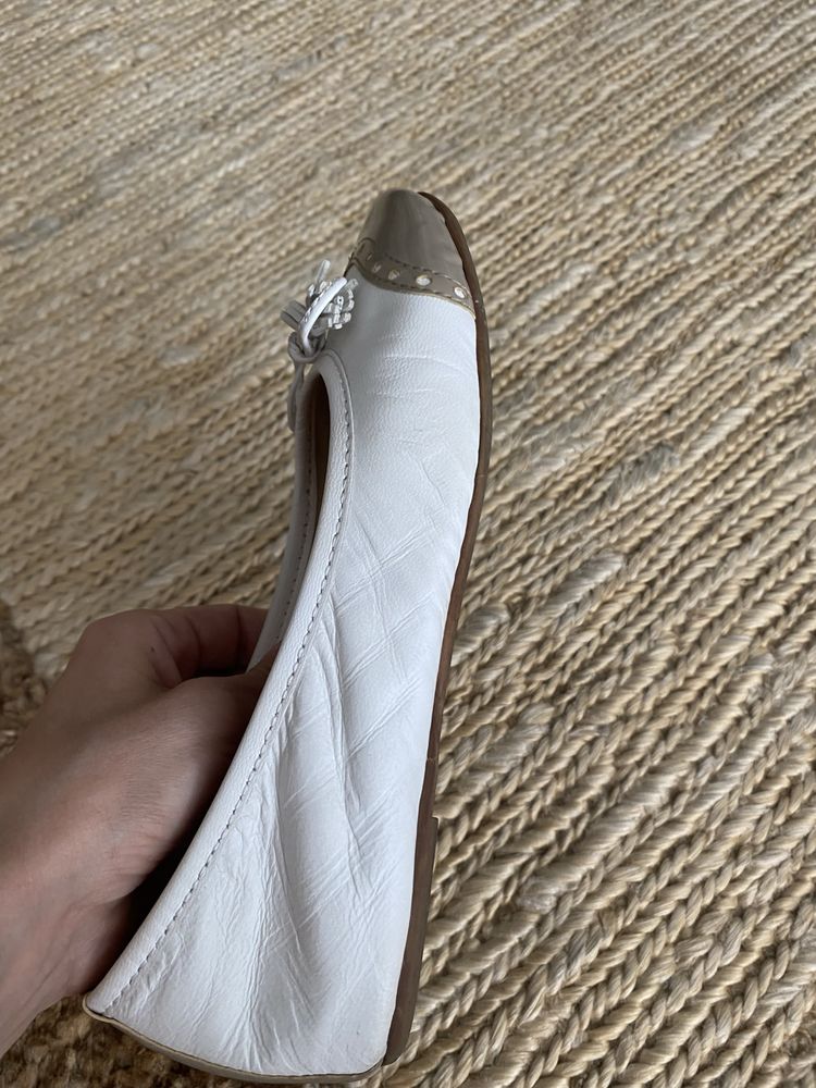 Balerini albi din piele, LORI, marime 36