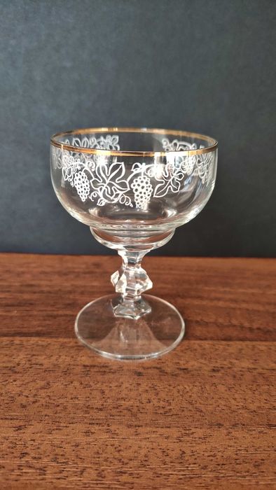 5 бр. кристални чашки за аперитив с ръчна декорация и златен кант