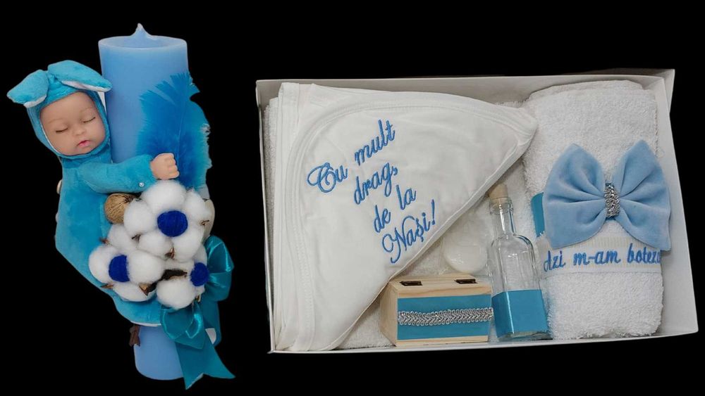 Set Botez Baietel (Trusou + Lumanare + Costum)