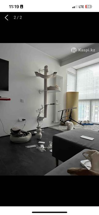 Когтеточка домик для кота в красивом бежевом цвете