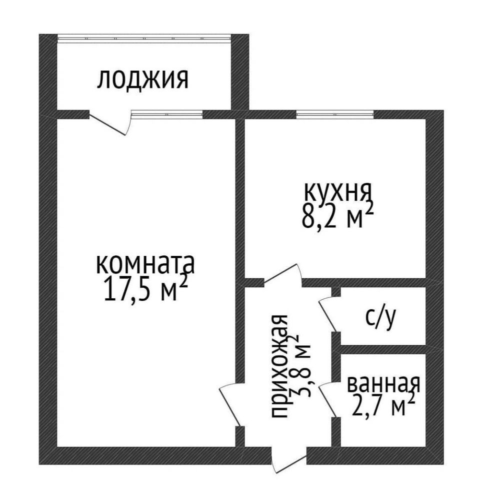1-комнатная 35 м2 на 3 этаже неугловая 8 микрорайон