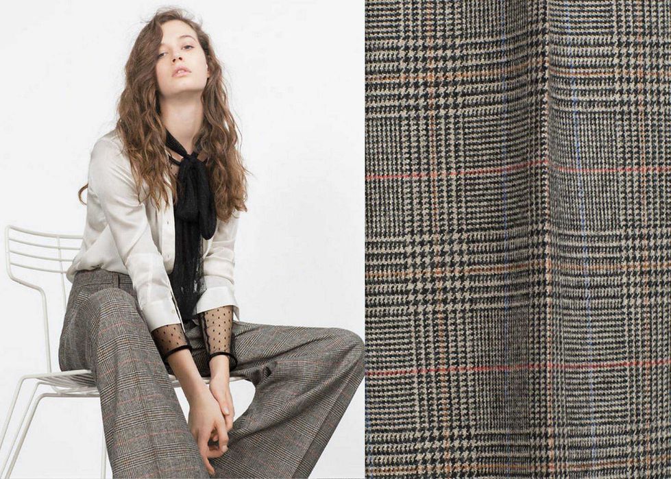 NOU! Pantaloni office din lână în carouri ZARA