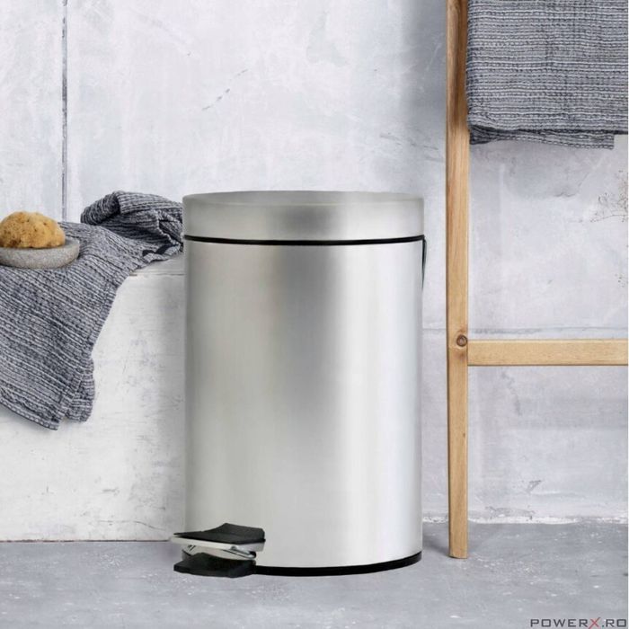 Cos de gunoi pentru baie, cu pedala, 3 litri, metalic Sepio