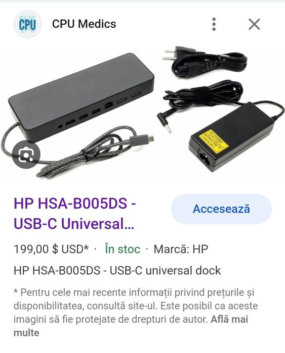 HP type C. Universal Dock 4K.