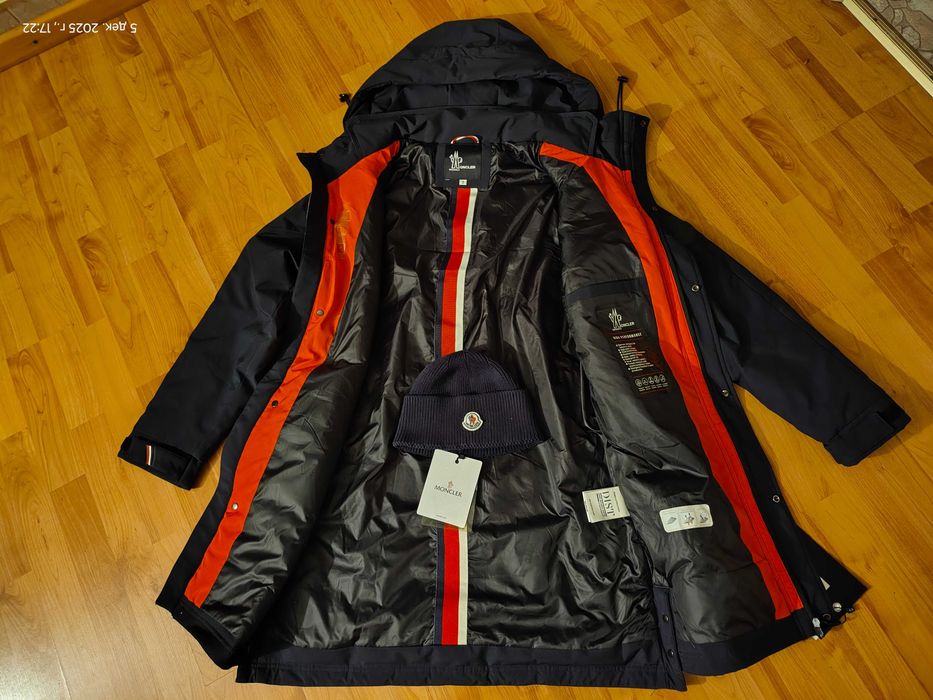 Пуховик-парка Moncler+шапка (Италия),пух утки,оригинал,новые,р-р 48