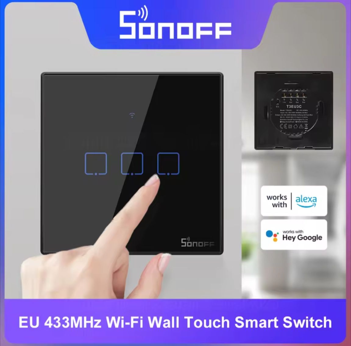 Sonoff T3 10бр smart ключ за лампа