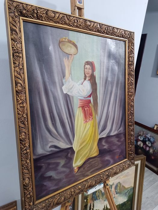 картина маслени бои Танцьорка с Даире (Ориенталски Мотив)