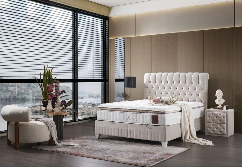 Тапицирано легло Lexus Бял Крем с луксозен матрак