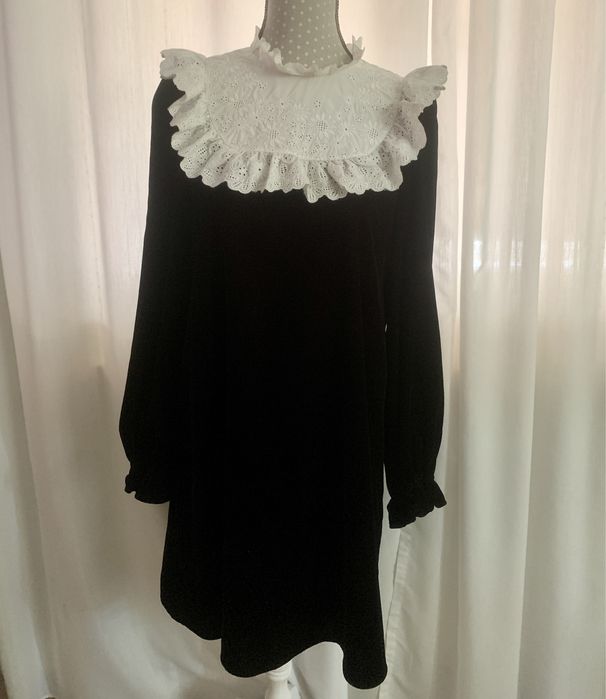 Rochie din catifea guler embroided Paris Atelier Other Stories