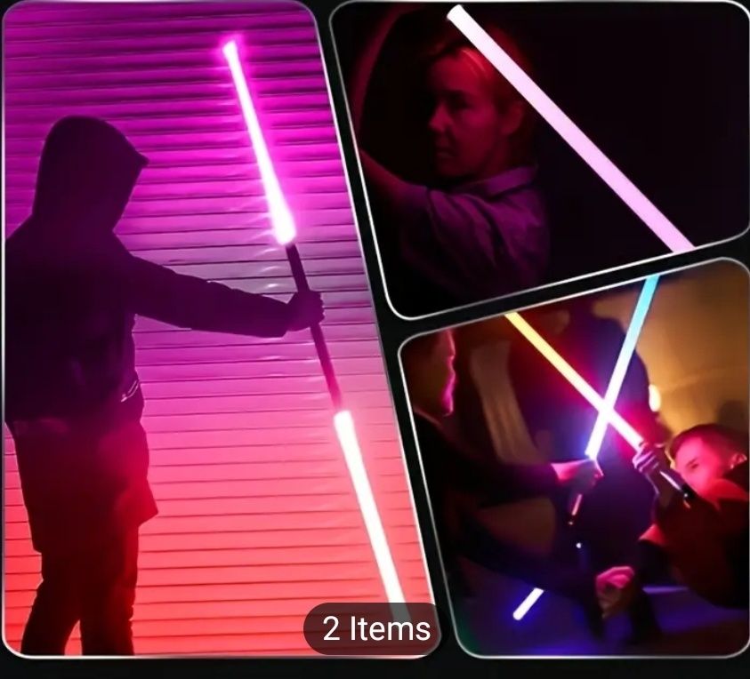 Set 2 sabii laser Star Wars, metalice 15 culori, sunete, 3 moduri