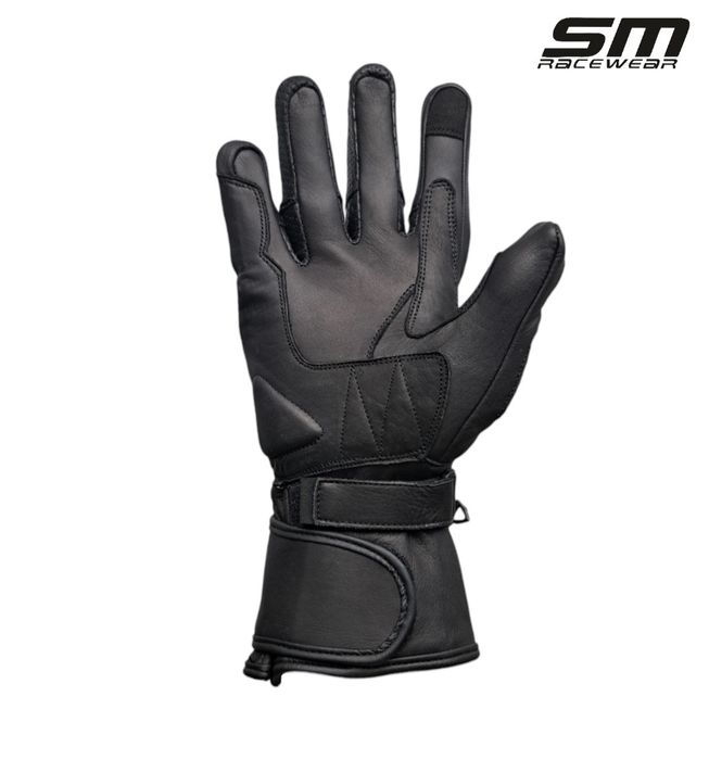 Manusi moto piele naturala SM Striker Black - White Long 
S, M, L, XL
