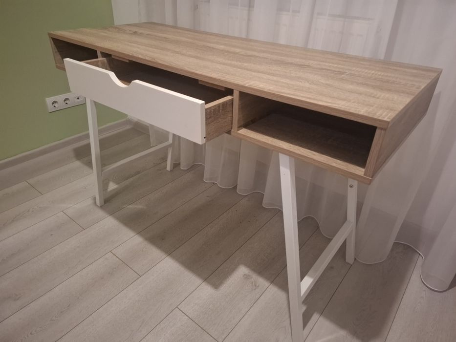 Birou 48x120 stejar deschis/alb – stare foarte bună