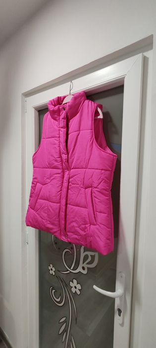 Vestă căptușită matlasată roz aprins,damă XL nouă