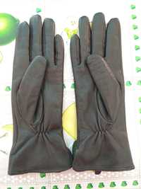 Женские перчатки чёрные кожаные новые, р-р 6
