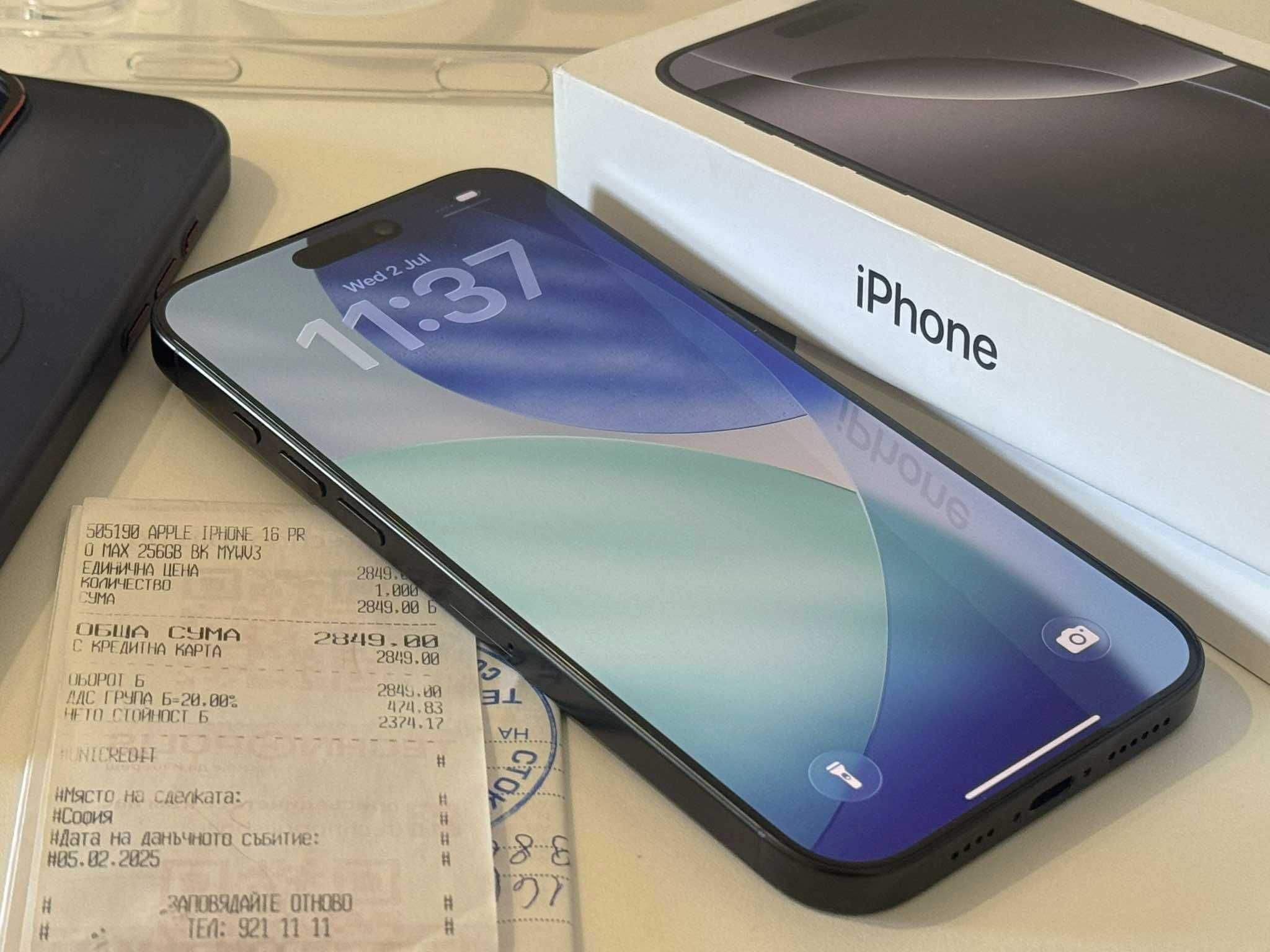 Бартер!Гаранция до 2027г. iPhone 16 Pro Max Black (Черен) 100% Бат.