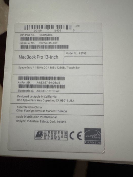 Macbook pro tachbar 2019