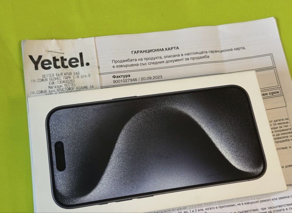 КАТО НОВ 256GB iPhone 15 Pro Yettel Гаранция 2026 Titanium Blue